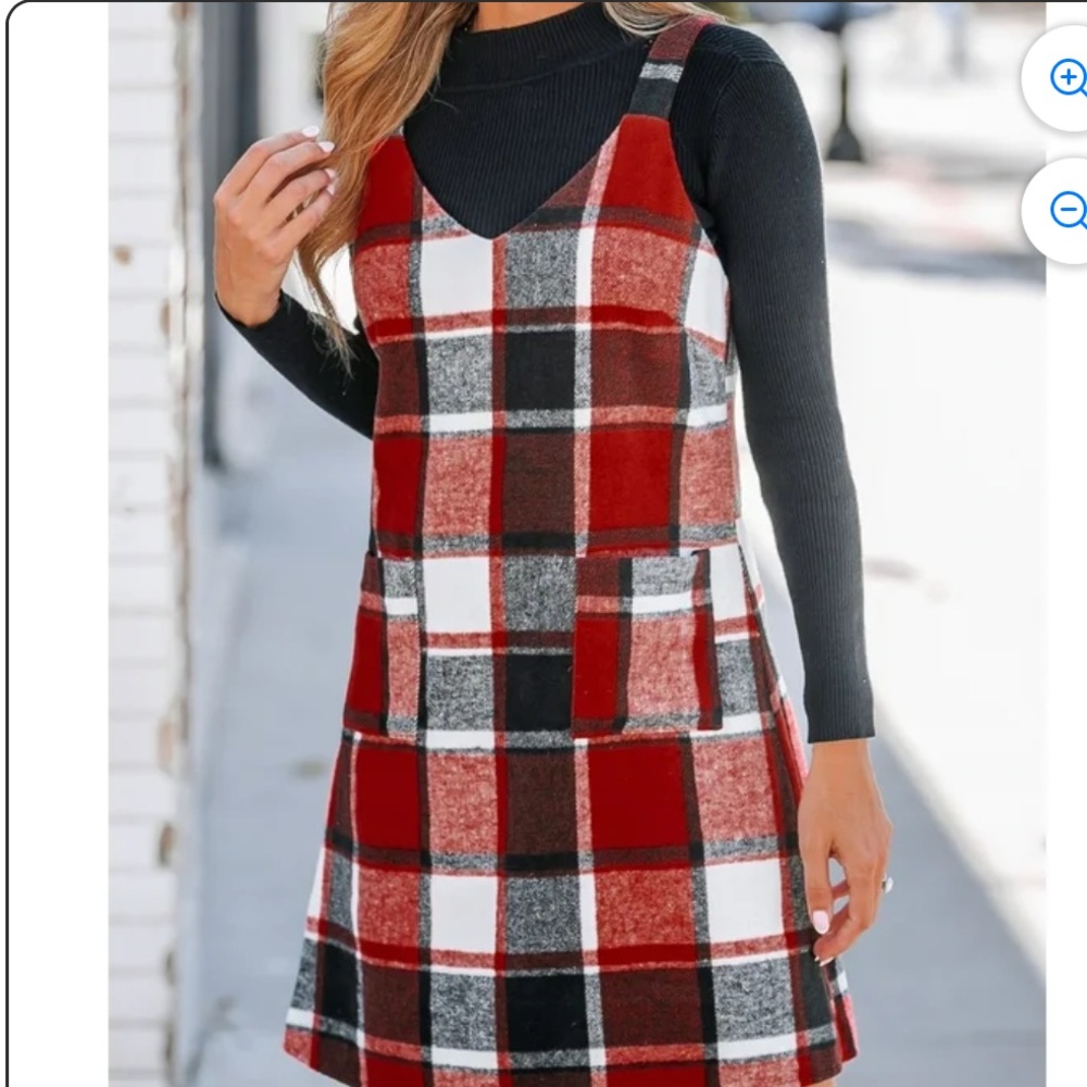 NWT Woman’s Plaid V-Neck Mini Pinafore Dress